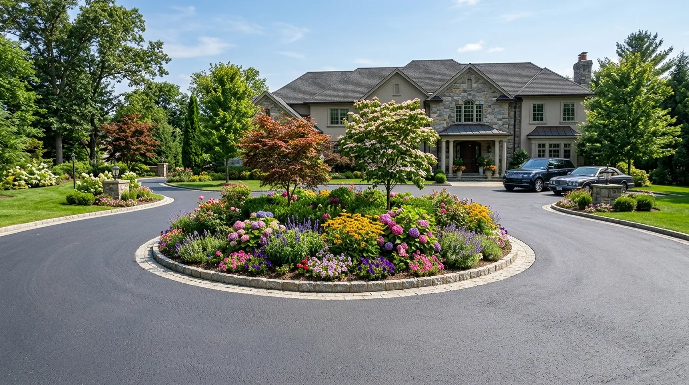 Stone and Formal Shrub Mix